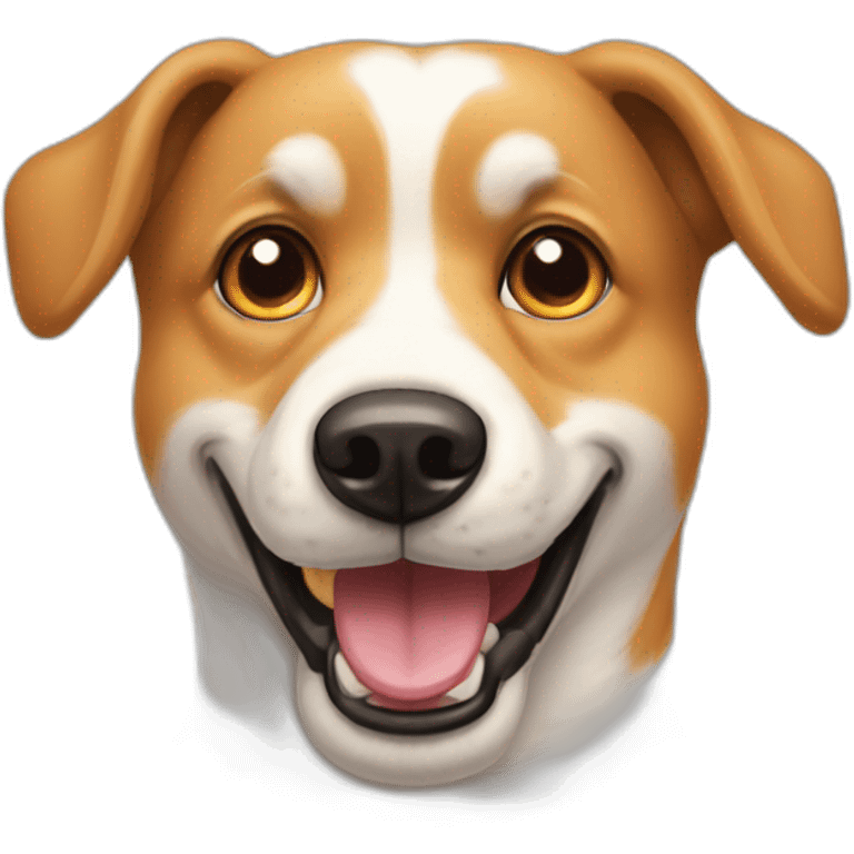 Chien heureux avec la queu en feu emoji