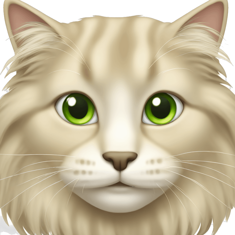 Long hair fluffy beige cat with green eyes emoji