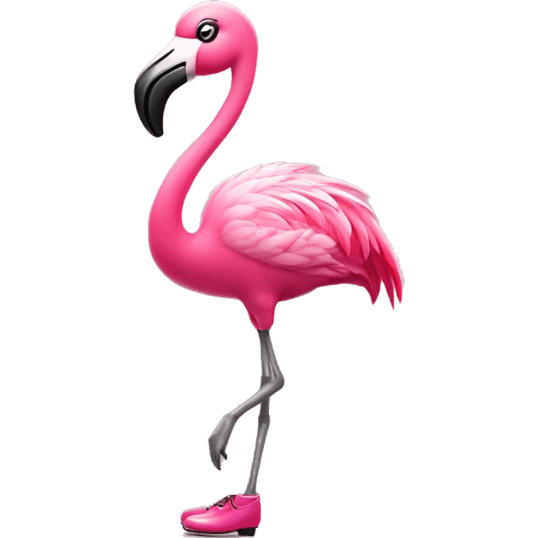 pink flamingo with tap dancing shoes emoji