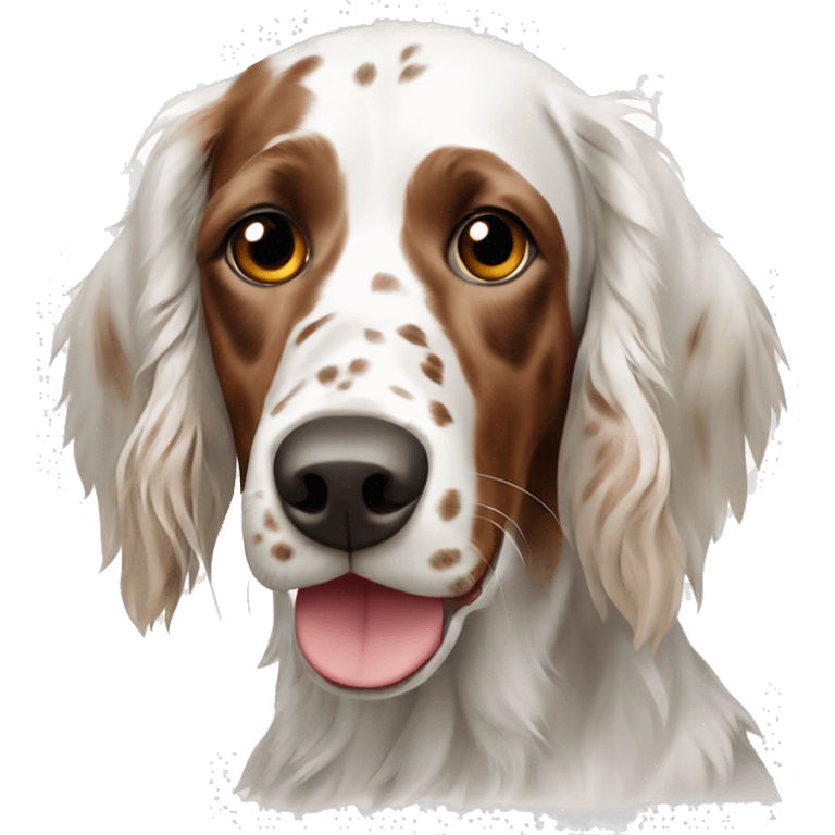 White and Brown english setter with Brown ear  emoji