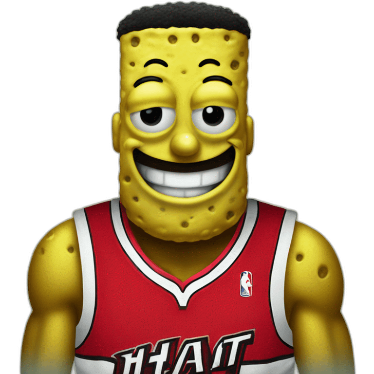 spongebob wearing red miami heat jersey emoji