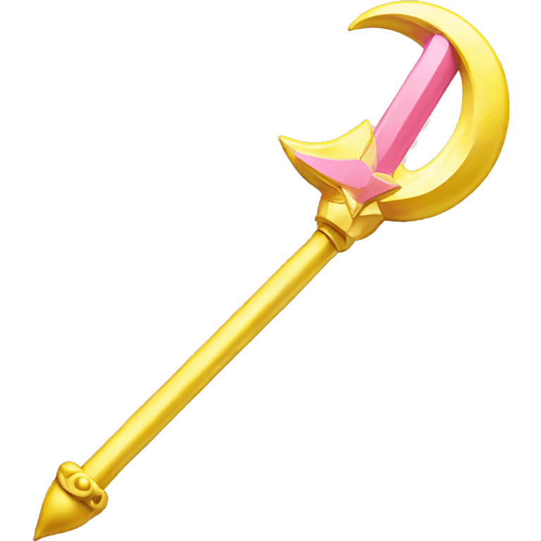 Sailor moon wand pink and white, yellow moon emoji