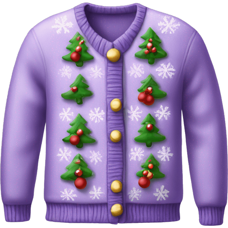 Realistic isolated lilac ugly Christmas sweater. emoji