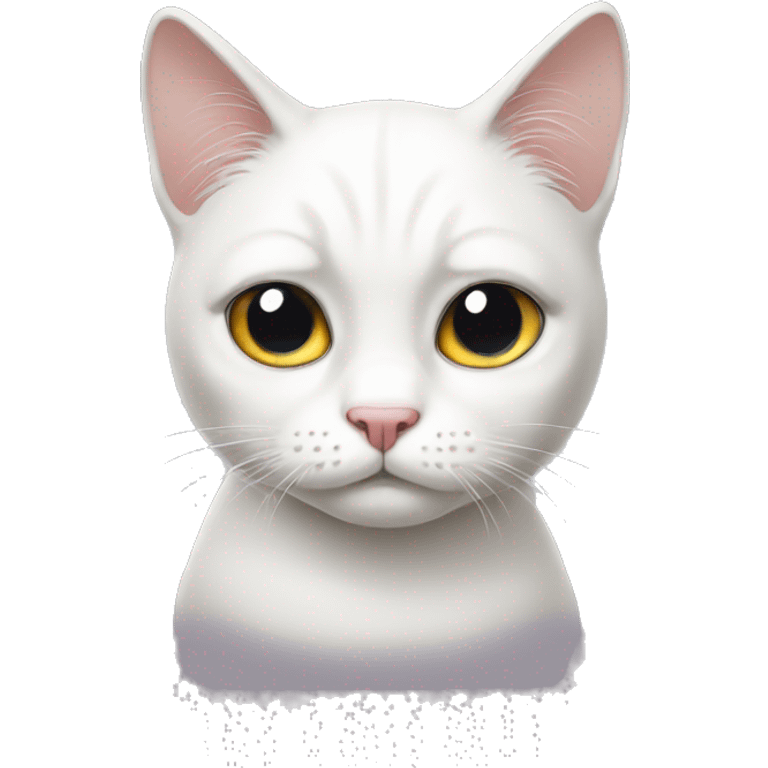 White cat with sad eyes  emoji