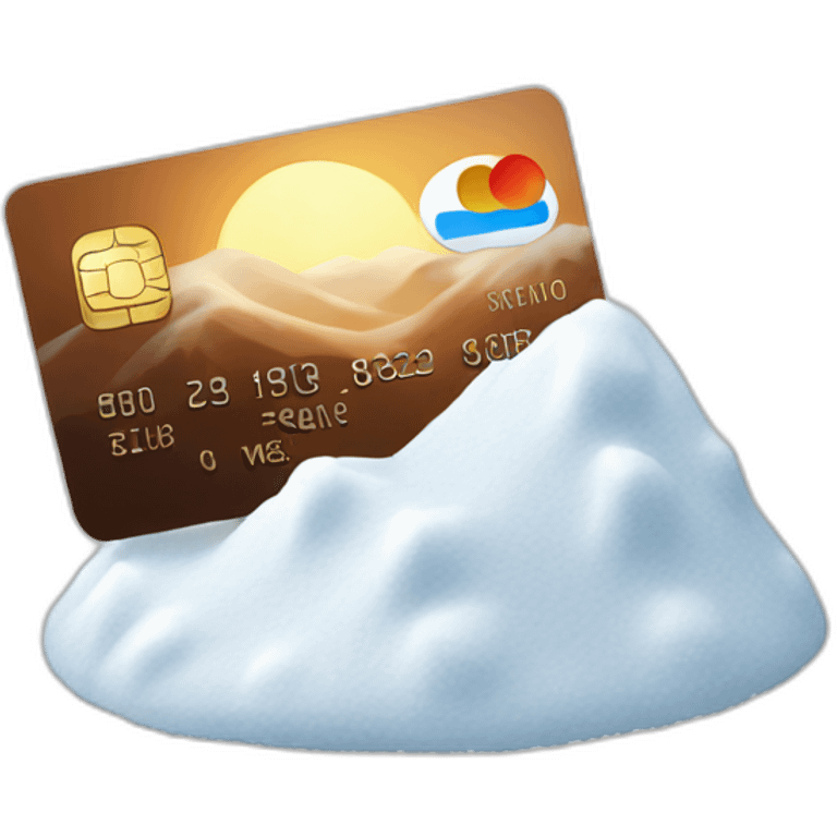 Mound of white snow with a credit card emoji