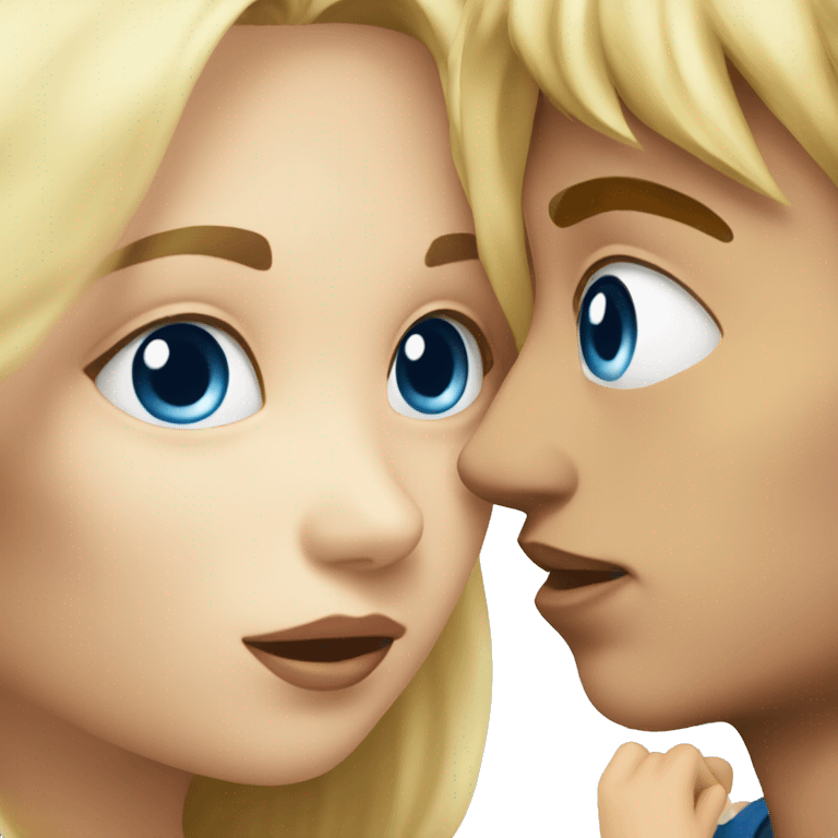 Blonde girl kiss blonde boy, all have blue eyes  emoji