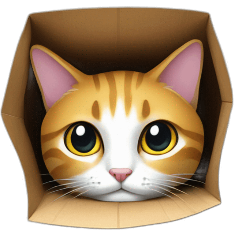 Cat hides in paper bag emoji