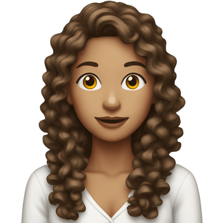 Woman with long brown curly hair as Santa claus emoji