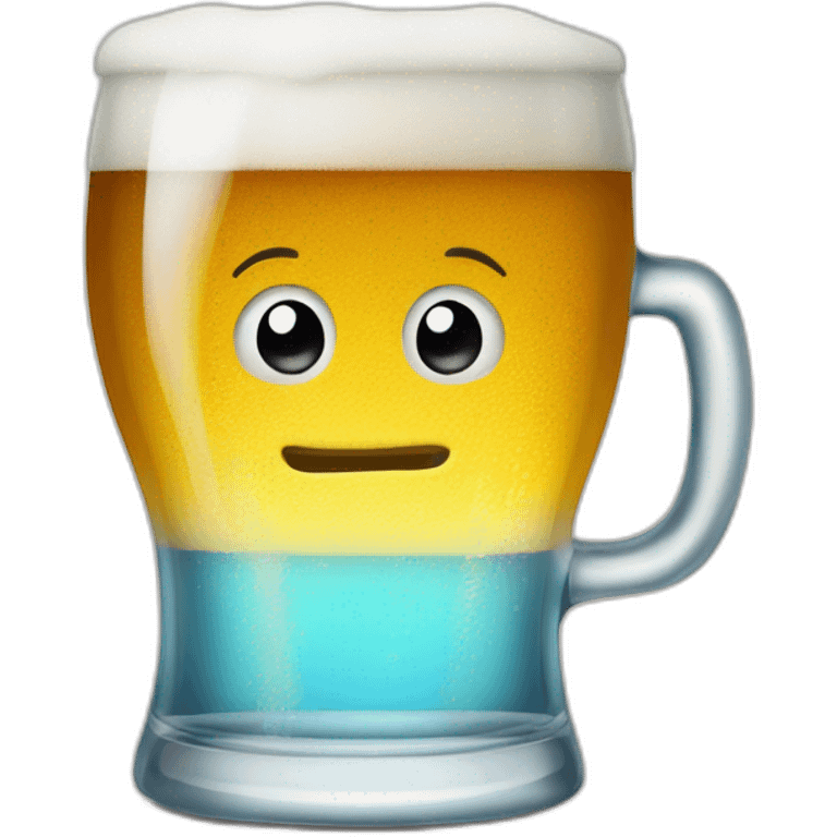 half-empty glass of beer with handle emoji