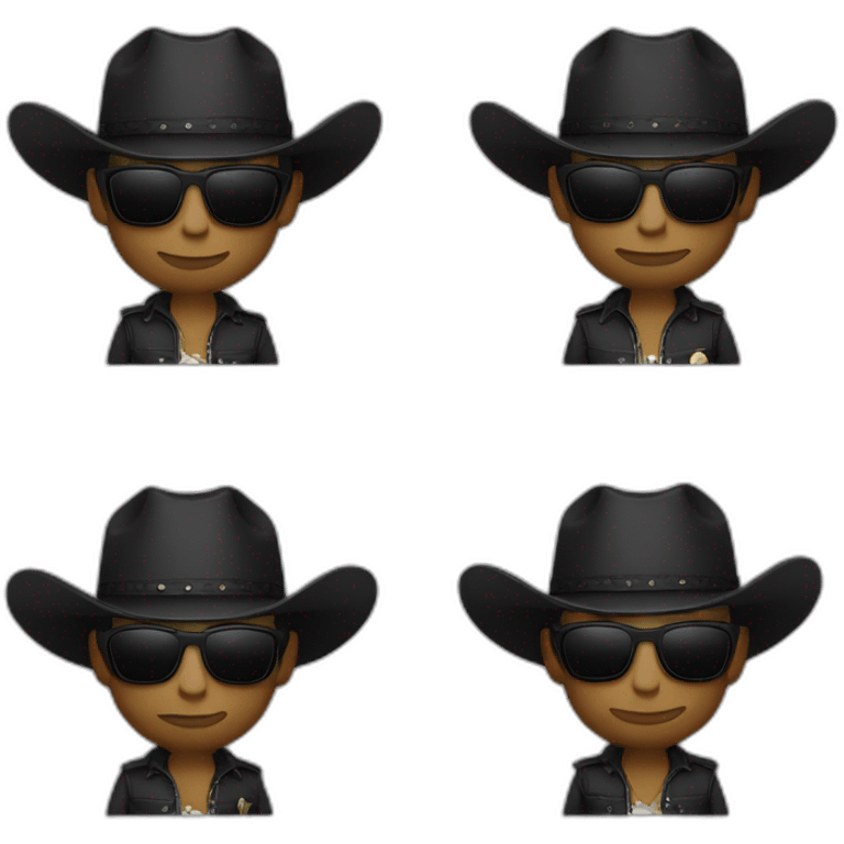 cowboy white man rounded sunglasses black clothes reverend emoji