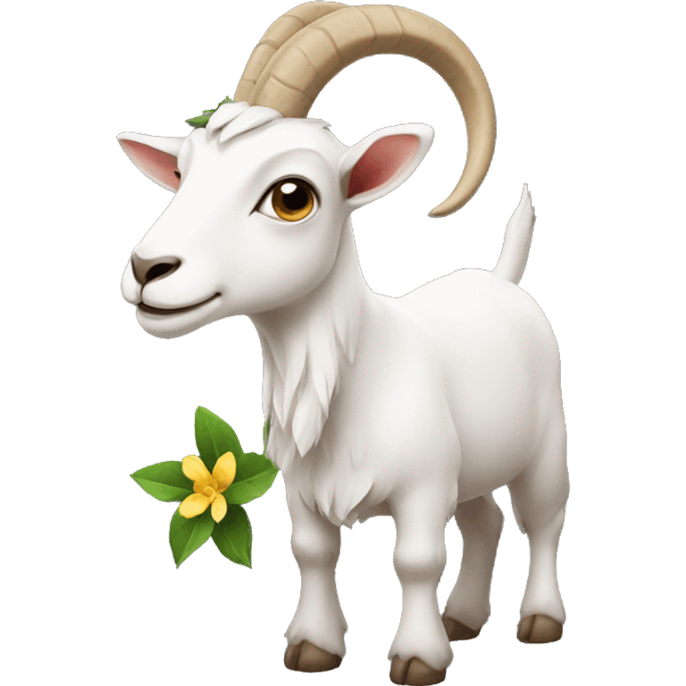 Goat with flower on its ear emoji