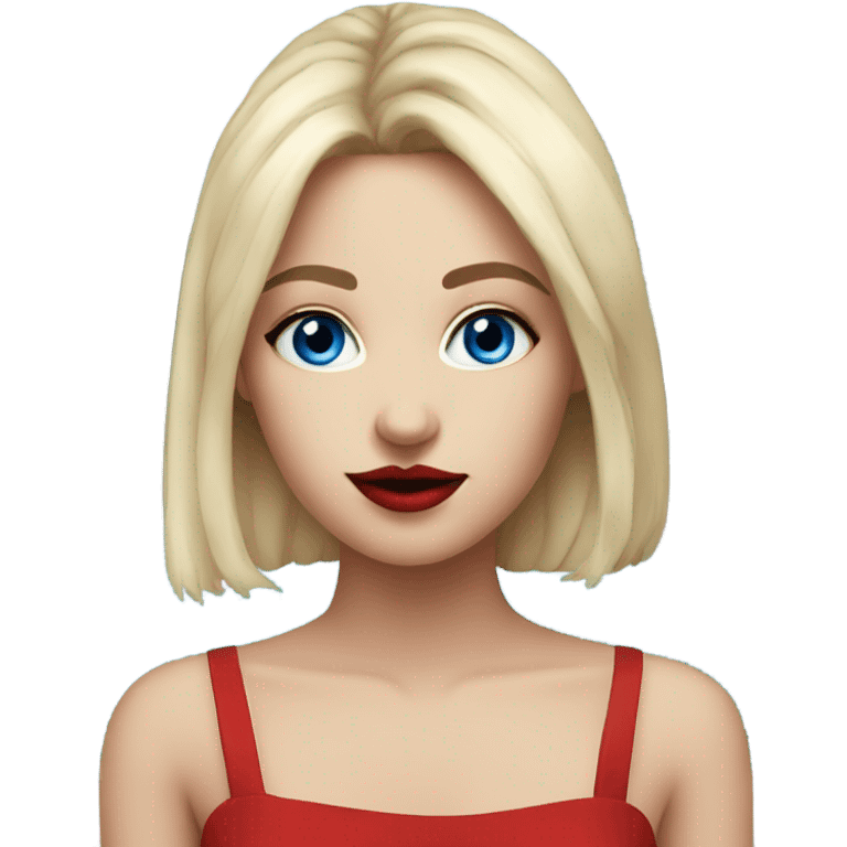 Realistic girl, blue eyes, red lipstick and fantastic  emoji