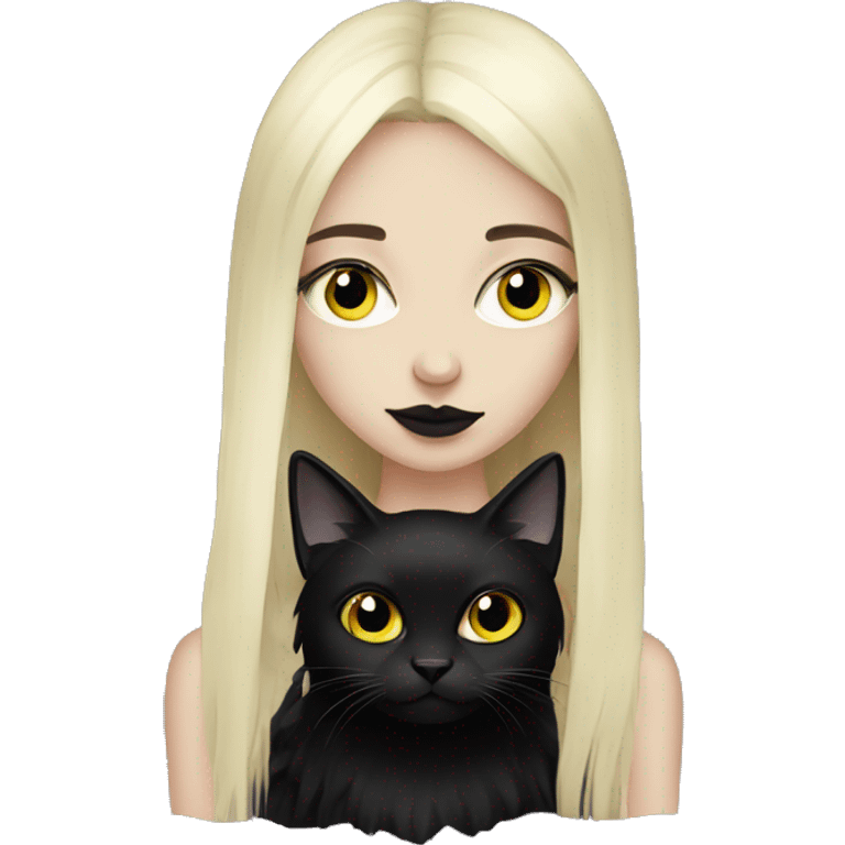 goth girl with black cat emoji