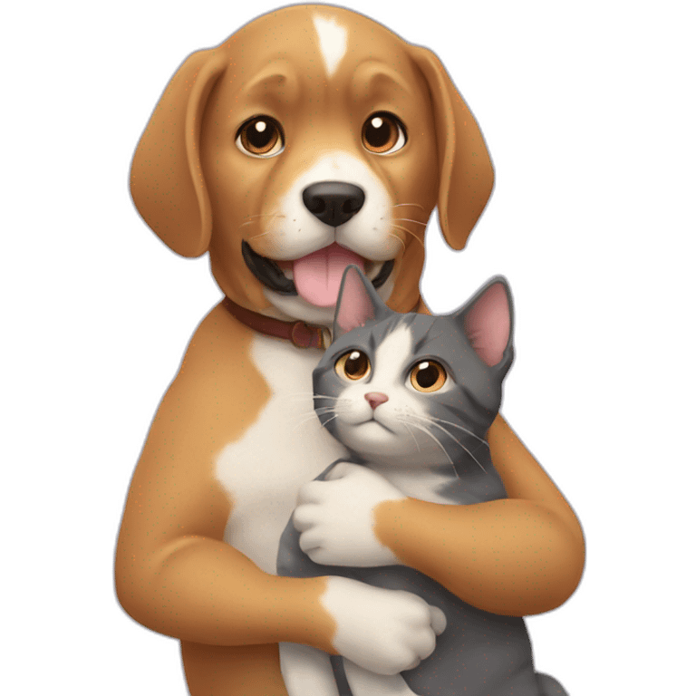 Cat with dog friendship just hands emoji