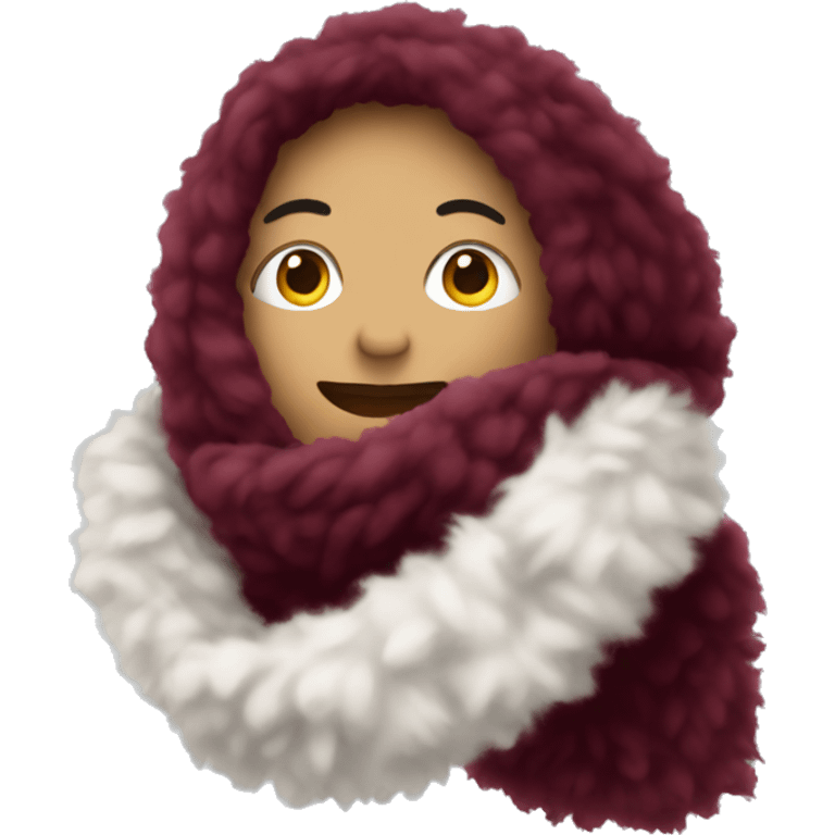 Burgundy fluffy scarf emoji