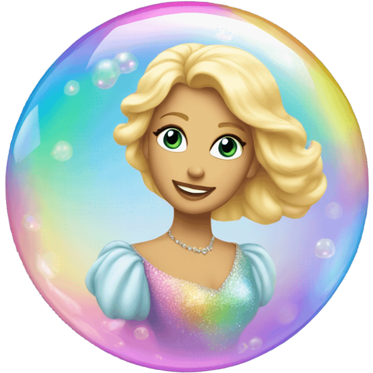 Rainbow Bubble with blonde princess reflection  emoji