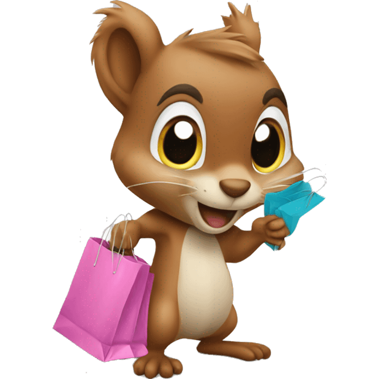 squirrel with shopping bags emoji