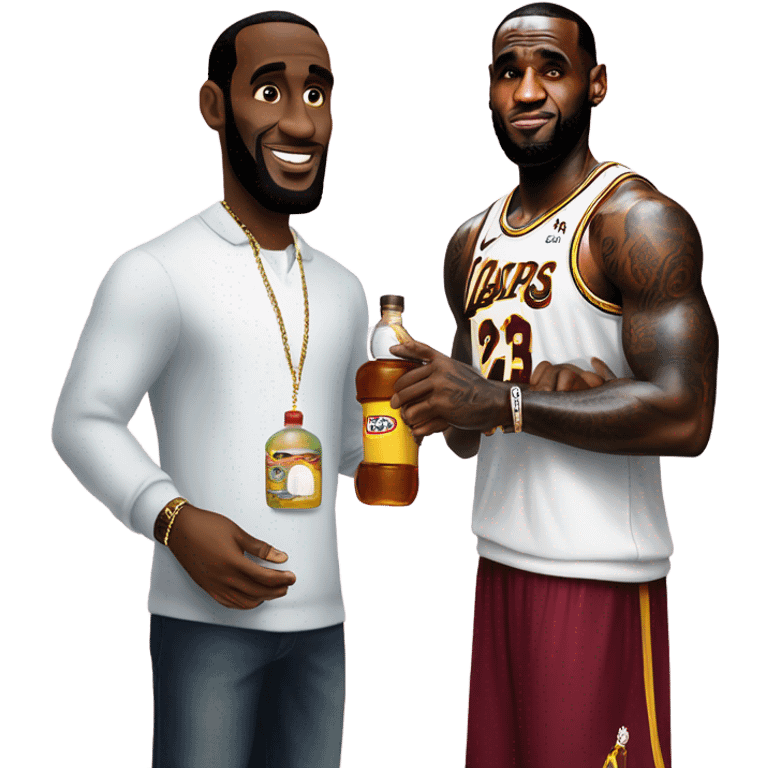 P Diddy holding baby oil with LeBron James  emoji