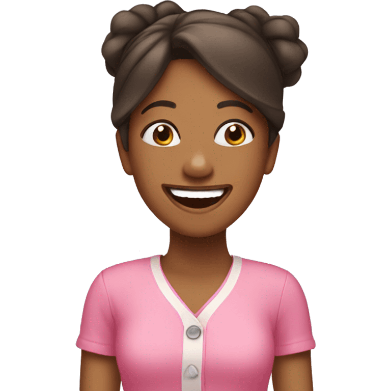 Brown girl dressed in pink laughing  emoji