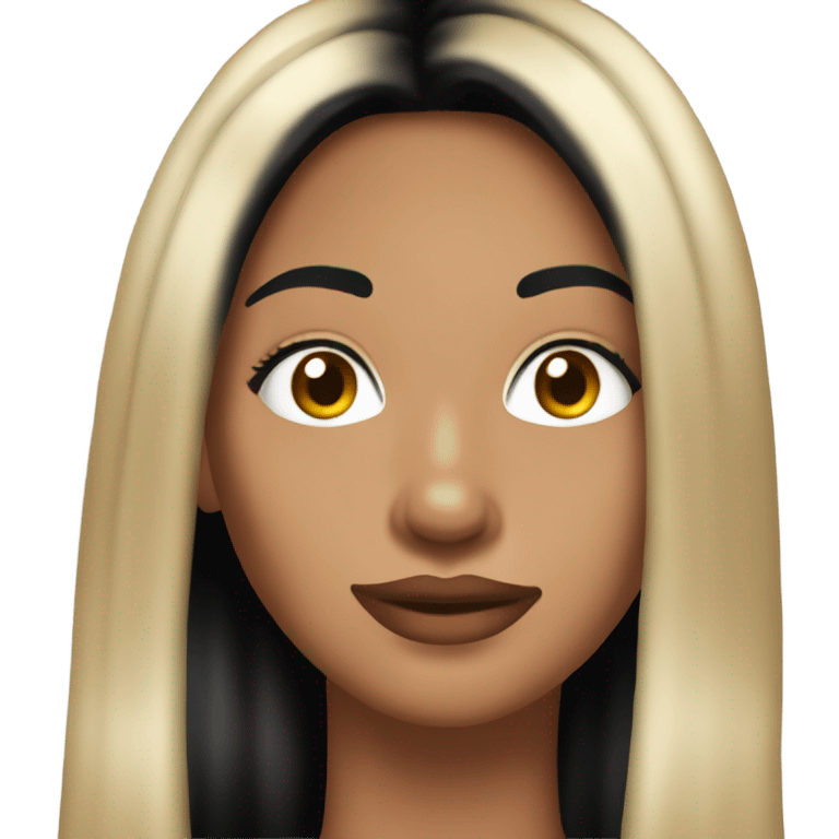 Tanned woman with long black hair dressed in 2000s Y2K hair, makeup, and attire emoji