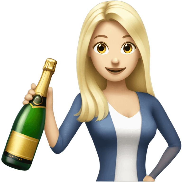 A long blonde hair woman opening a bottle of champagne emoji