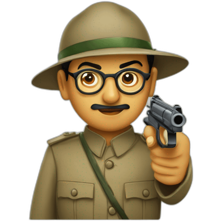 Netaji Subash chandrabose with gun emoji