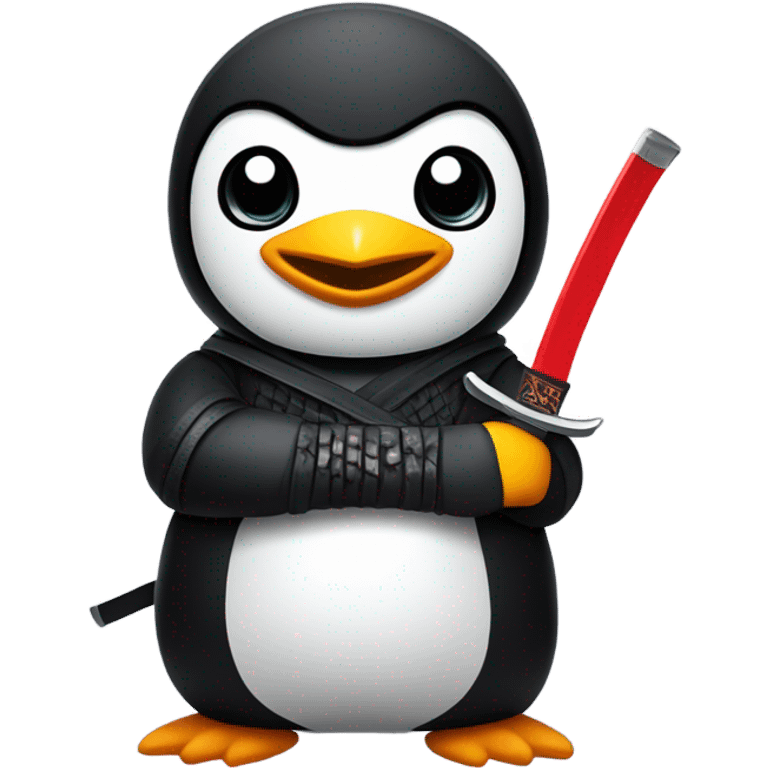 Penguin ninja with katanas emoji