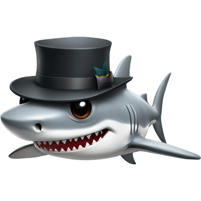 Shark whit tophat and sunglasses  emoji