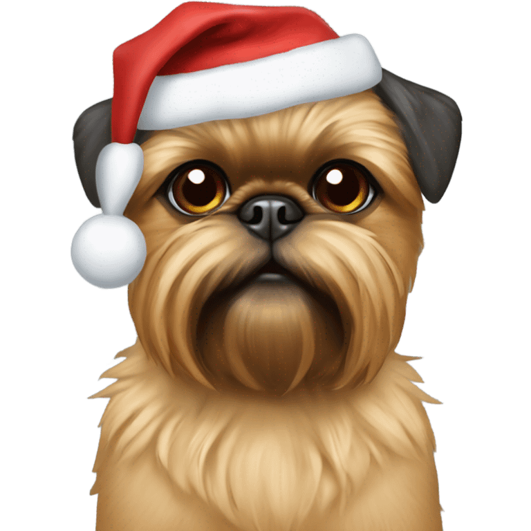 Tan brussels Griffon Christmas hat  emoji