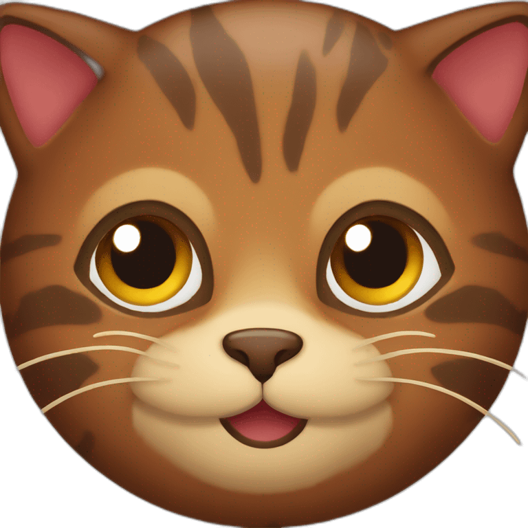 Dark brown and red cat face  emoji