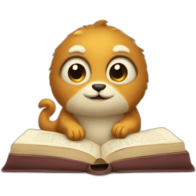 Cute creature reading a book emoji