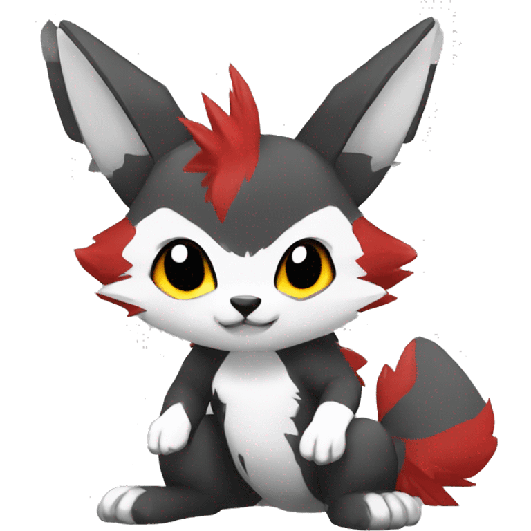 cool edgy black white grey punk red animal hybrid Fakemon full body emoji