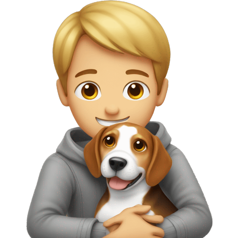 Boy hug beagle emoji