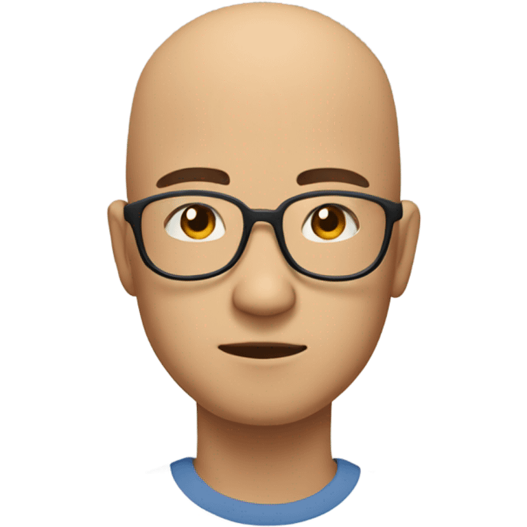  a 35-year old,  bald, Asian man, deep in thought, wearing glasses emoji