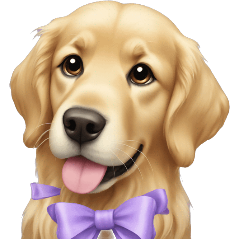 Golden retriever with lavender bows emoji