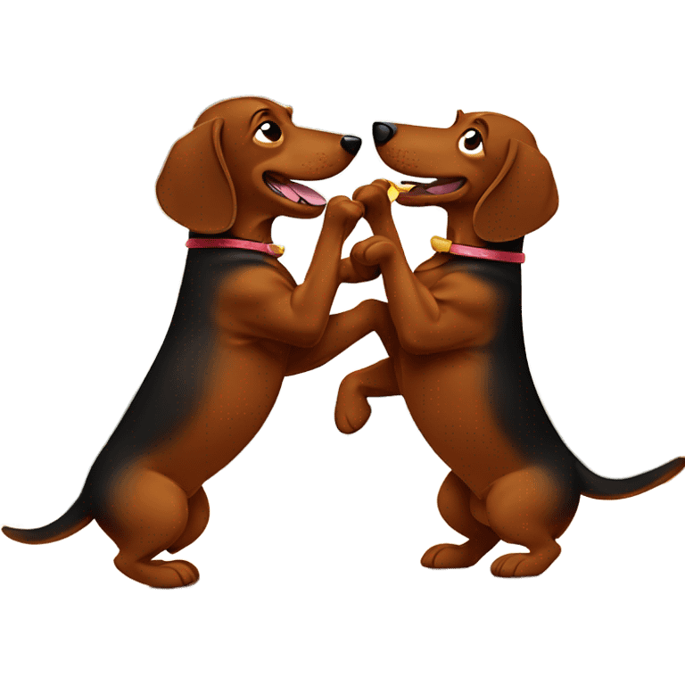 Two Dachshunds in a bar fight emoji