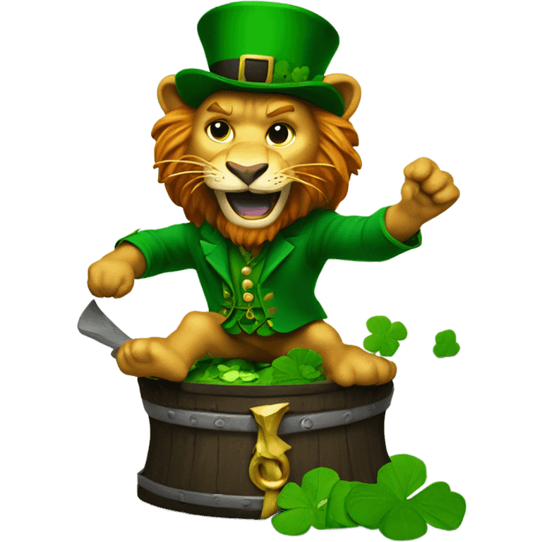 Leprechaun smashing a Nitney lion emoji