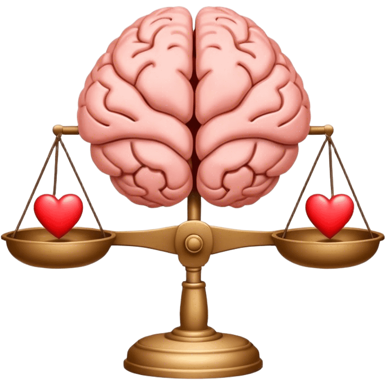 The brain and the heart are on the scale from different sides emoji