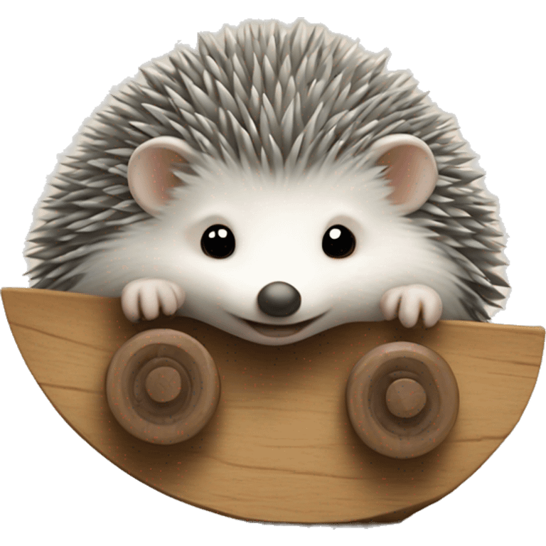 grey hedgehog on Wood wheels for baby emoji