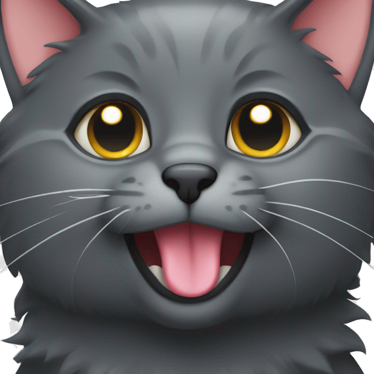 Dark gray cat with tongue out emoji