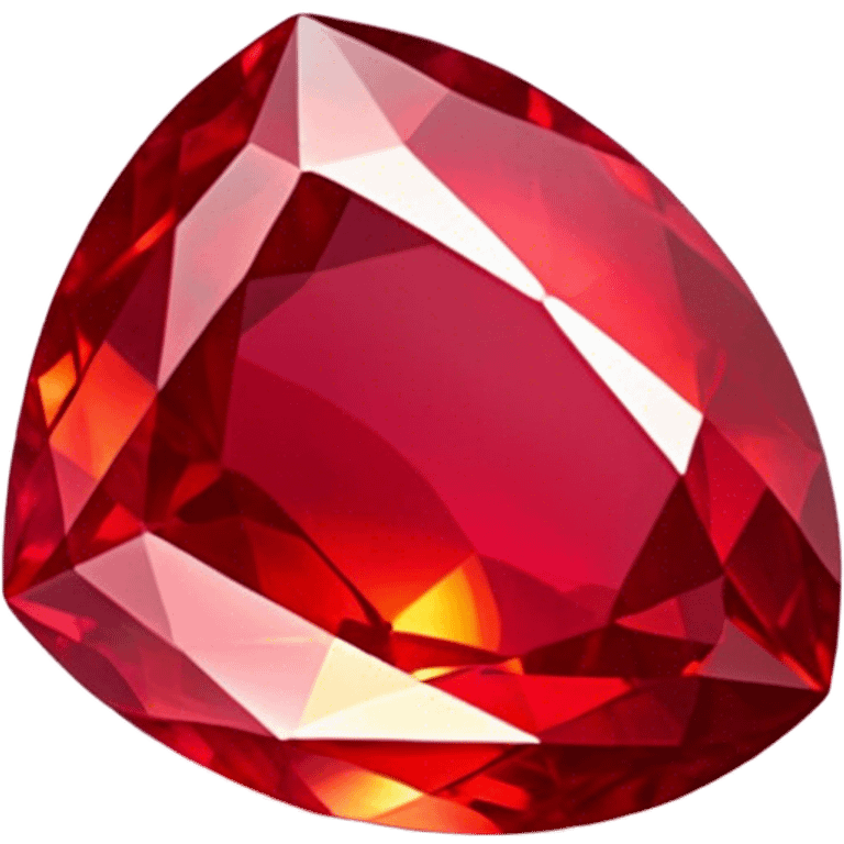 Cinematic Realistic Ruby Emoji, Deep and rich, with a smooth, polished surface gleaming in brilliant red, the facets catching light and casting fiery reflections. The rich color seems to glow with an inner warmth, while a soft, subtle shimmer highlights the edges. Soft glowing outline, capturing the essence of passionate beauty and timeless elegance in a precious ruby. emoji