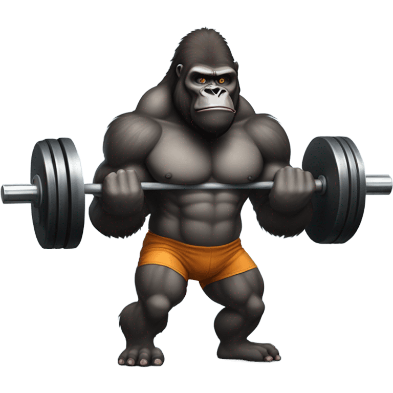 Gorilla lifting weights emoji