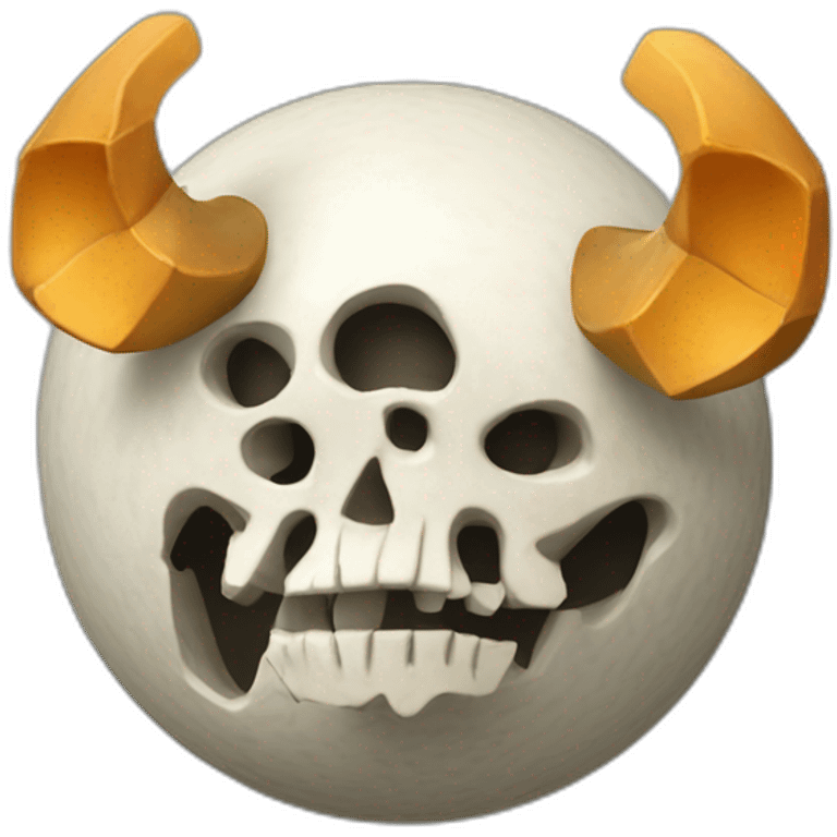 3d sphere with a cartoon Skeleton Horseman skin texture with big playful eyes emoji