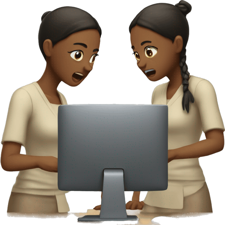 two girls arguing on a compute emoji