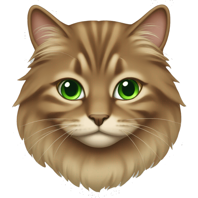 brown long-haired green-eyed cat sitting  emoji