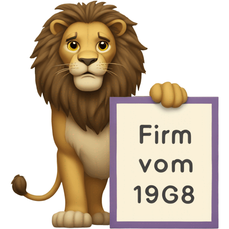 A lion holding a sign saying Firm 1968 emoji