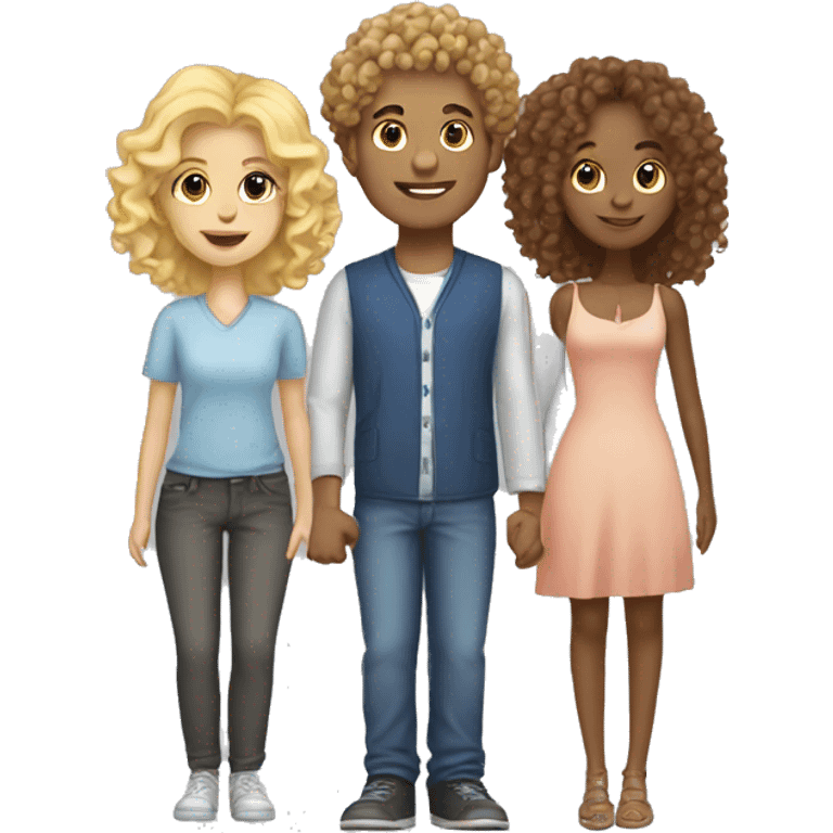 Curly hair guy with blonde girl couple  emoji