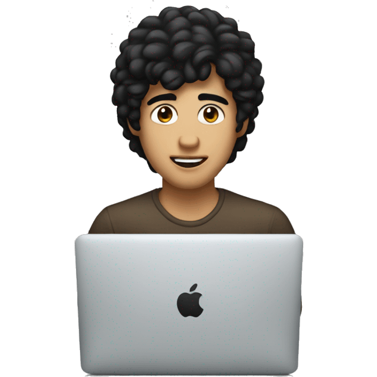 "man wih black hair and brown eyes at macbook laptop" emoji