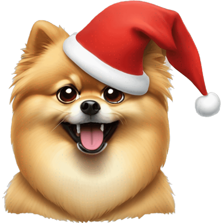 angry pomeranian in christmas hat emoji