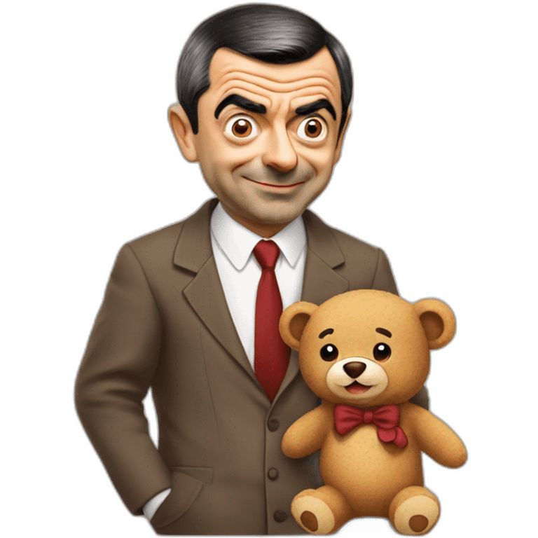 Mr bean with teddy cutie emoji